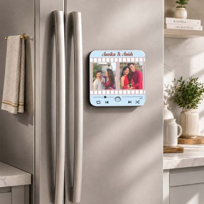 Personalized Music Fridge Magnet with Auto Play Button Custom Photo & Favorite Song Display | Romantic Gift for Couples, Weddings, Engagements & Anniversaries